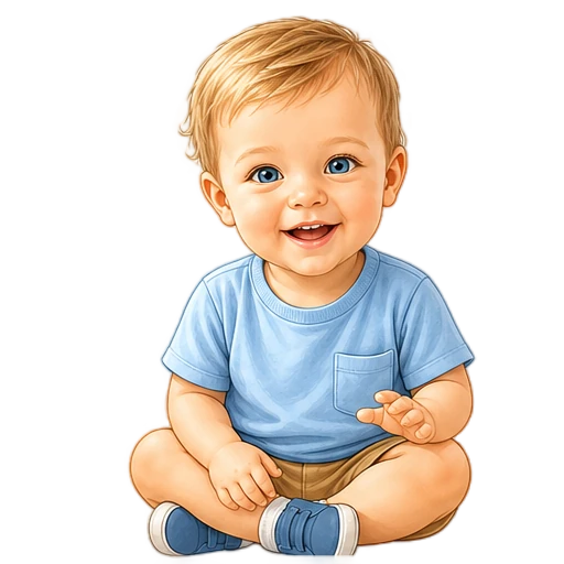 European or North American baby hello wave animated sticker