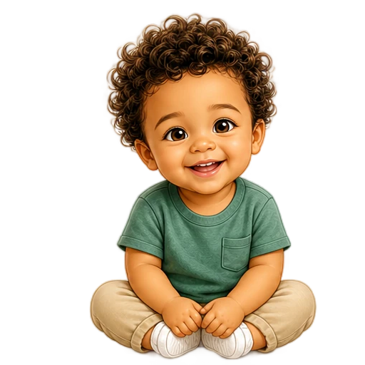 Mixed-race baby hug comfort animated sticker