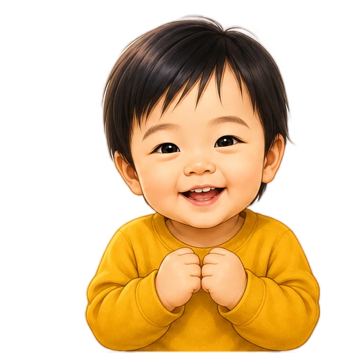 East Asian baby love heart animated sticker